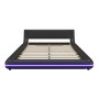 okwish Bodenbett 140x200cm mit LED Beleuchtung Schlafzimmer Schwarz ohne Matratze
