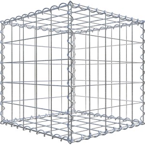 Leere Gabiona Gabione, 50x50x50 cm, Maschenweite 10x10 cm, zur individuellen Befüllung.