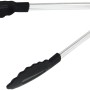 Fackelmann Mehrzweckzange, 18 cm, silberfarben mit schwarzen Griffen, ein Küchenhelfer.
