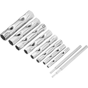 10-teiliges Rohrsteckschlüssel-Set (6-22 mm) aus verchromtem Stahl für Sechskantschrauben.