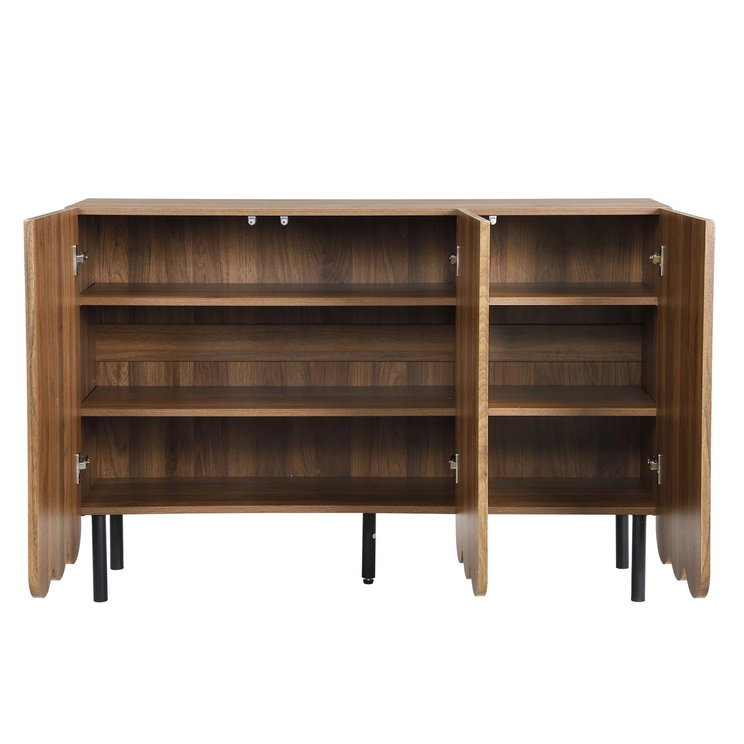 okwish Sideboard mit Wellentüren Wohnzimmer Flur Esszimmer 120x35x80cm Braun_6