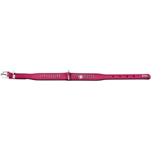 Pink-schwarzes Hunter Hundehalsband Diamond Petit, Größe XXS-XS, 24 cm.
