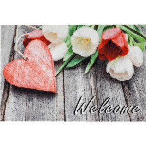 Astra Sauberlaufmatte mit Herz und Tulpen Motiv, 40x60 cm.