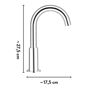 baliv Waschtischarmatur WT-150 Chrom mit Maßen, hohe Armatur für Waschbecken.