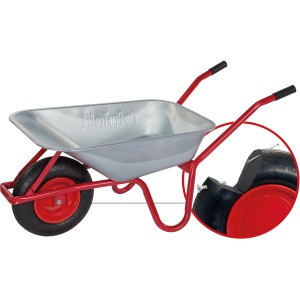 Pro-Bau-Tec Einrad-Schubkarre, verzinkte Mulde, 85 l Volumen, 160 kg Traglast, pannensicheres Rad.