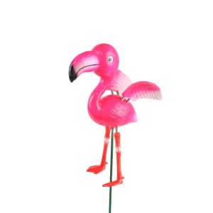 Pinker Deko-Gartenstecker Flamingo, 49 cm hoch, aus Kunststoff für den Außenbereich.