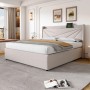 okwish Polsterbett 160x200cm mit Stauraum USB C Jugendzimmer Beige ohne Matratze_2
