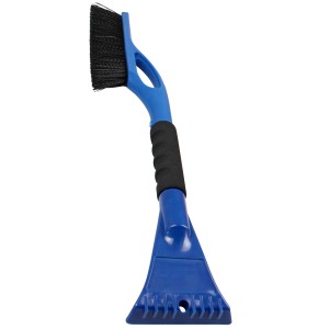 Blauer Schneebesen mit Eiskratzer und Eisbrecherzähnen für die Scheibenreinigung im Winter.