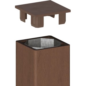 Brauner WPC Zaunpfosten mit Metallkern und Abdeckkappe, Zubehör für Zaunbau.