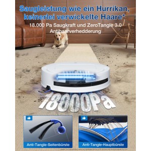 Ecovacs Deebot T80 Omni Saugroboter in Weiß mit Anti-Tangle Bürsten und hoher Saugkraft.