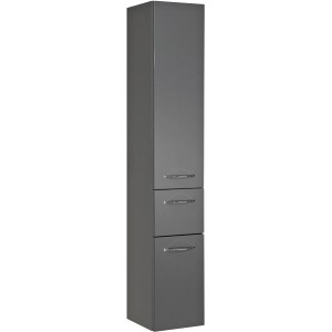 Pelipal Bad-Hochschrank Quantum 03, anthrazit, 30 cm breit, mit Schublade und drei Türen.