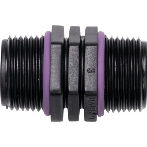 Doppelnippel 26,4 mm (R 3/4) aus PP-Kunststoff mit EPDM O-Ring für Pumpen und Hauswasserwerke.