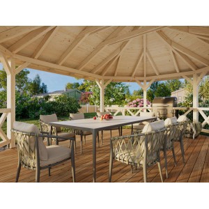 Palmako Holz-Pavillon Betty Natur unbehandelt 617 cm x 467 cm ohne Fußboden