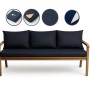 Marineblaues Bankkissen-Set für 3-Sitzer Gartenbank, 160x60 cm + 3 Rückenkissen.