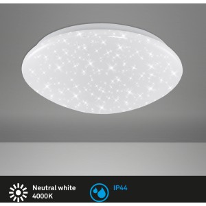 Weiße Briloner LED-Deckenlampe Brilo Bath mit Sternenhimmel-Effekt, Durchmesser 28 cm.