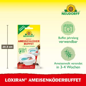 Neudorff Loxiran Ameisen-Buffet: Nachfüllbare Köderdose zur Ameisenbekämpfung für Haus und Garten.