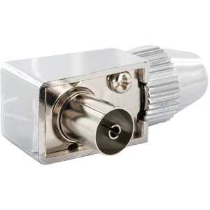 Schwaiger Koaxial Winkelbuchse für Antennenanschluss, verchromt.