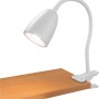 Weiße LED-Klemmleuchte Vidorni mit flexiblem Hals zur punktgenauen Ausleuchtung.