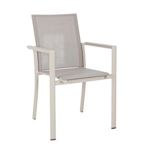 Gartenstuhl KONNOR: Aluminiumstuhl mit Textilbespannung in Grau/Beige.