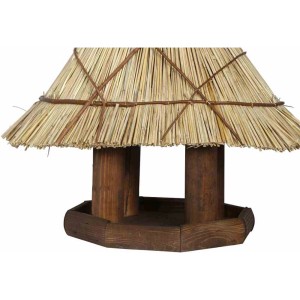 Siena Garden Vogelhaus aus Kiefernholz mit Reetdach, braun und natur, 50x35x55 cm.