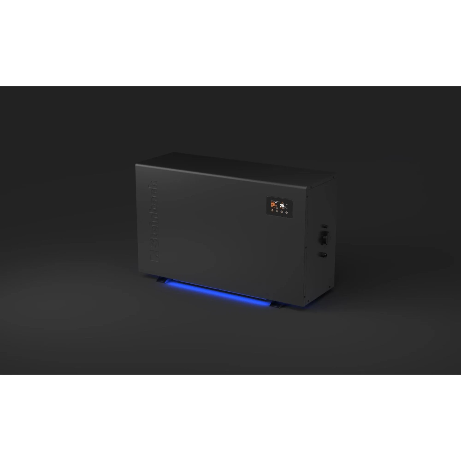 Steinbach Wärmepumpe Silent 13 für Pools bis 60.000 l, mit digitalem Display und blauer LED-Beleuchtung.