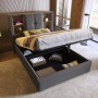 okwish Polsterbett 90x200cm mit USB C Laden Schlafzimmer Grau Leinen ohne Matratze_6