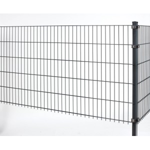 Anthrazitfarbener Doppelstabmattenzaun aus Metall, 163x201 cm, für Gartenzäune.