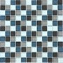 Mosaikmatte aus Glas in Grau, Blau und Weiß, 30x30 cm. Ideal für Bad und Küche.