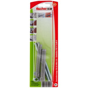 Fischer Injektions-Zubehör Set FIS M8 K mit Ankerhülsen, Gewindestangen, Muttern und Scheiben.