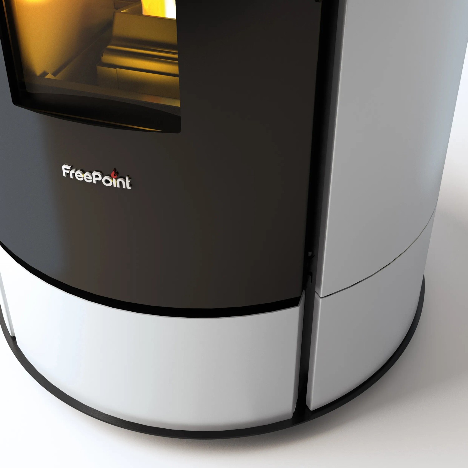 Freepoint Pelletofen Globe, Stahl weiß, 10,5 kW, Detailaufnahme des Ofens.