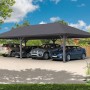 Skan Holz Carport Taunus, schiefergrau, 1176x634 cm, mit Zeltdach und Leimholzkonstruktion.