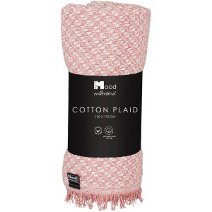 In the Mood Reisedecke Kick Rosa, 170x130 cm, mit Karomuster und Fransen.