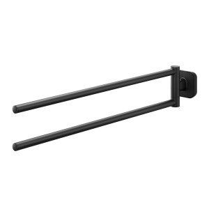 Schwarzer, 2-armiger Tiger Carv Handtuchhalter zur Wandmontage.