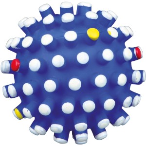 Blauer Jollypaw Igelball (ø 6cm) aus Vinyl mit weißen Noppen, ein Apportierspielzeug für Hunde.