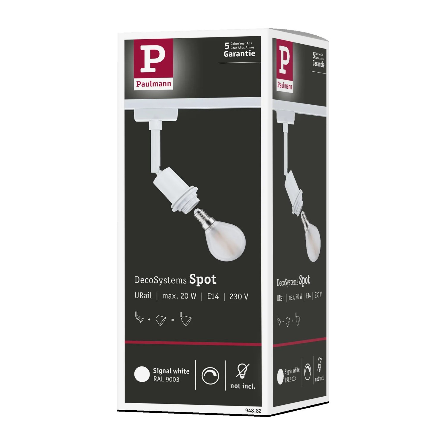 Paulmann URail Schienenspot Basic, signalweiß, zur flexiblen Beleuchtung im Schienensystem.