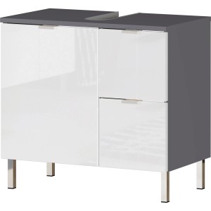 Germania Waschbeckenunterschrank Mauresa, Graphit-Weiß, mit Tür und Schubladen.
