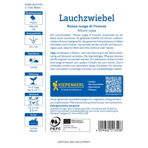 Kiepenkerl Saatgut Lauchzwiebel Rossa lunga di Firenze, rote Zwiebel für Gemüsebeet.