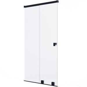 Schöner Wohnen Dusch-Schiebetür mit festem Glaselement, 120x200 cm, schwarzmatt.