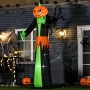 HOMCOM aufblasbarer Halloween Kürbis mit LED-Beleuchtung, 270 cm hoch, schwarz-grün, als gruselige Gartendeko.
