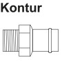 Abbildung eines RG-Übergangsnippels 12 mm x 21 mm (1/2 AG) von Kirchhoff, Pressfitting.