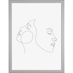 Weißer MDF-Bilderrahmen Malmo 50x70 cm mit abstrakter Linienzeichnung zweier Gesichter.