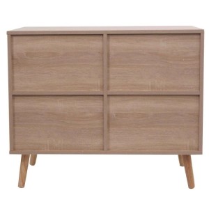 Kommode MCW M39 mit Rattan-Tür und Holzfüßen, Sideboard für Wohnzimmer.
