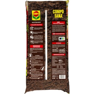 Compo Sana Rosenerde, 40L Sack. Spezialerde mit Nährstoffen für Rosen im Garten oder Kübel.