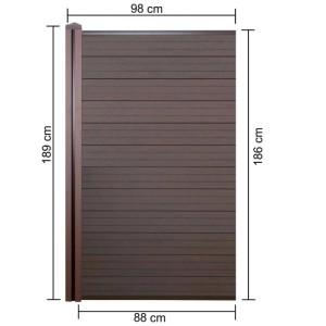 MCW WPC Sichtschutz Savoie, braunes Erweiterungselement schmal, mit Pfosten und Paneelen.