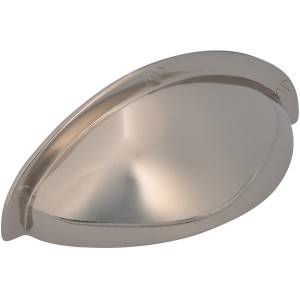 Siro Möbelgriff 1760, nickelfarben glänzend, Lochabstand 64mm, Muschelgriff aus Metall.