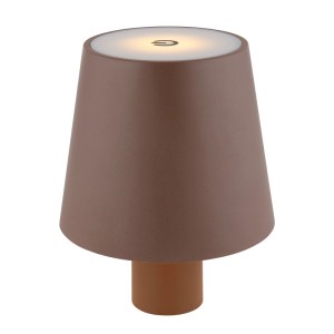 Braune Globo LED-Tischleuchte Vannie aus Kunststoff, dimmbar und mit Touch-Funktion.