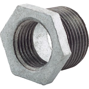 Fitting 26,4 mm x 18,6 mm aus Temperguss, ein Reduzierstück für verzinkte Rohre.