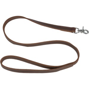 Dunkelbraune Trixie Hundeleine aus Fettleder, 100 cm, mit Karabinerhaken.