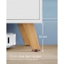 Detailansicht: Weißer Vasagle TV-Schrank mit Holzfüßen, 12 cm Bodenfreiheit für Saugroboter.