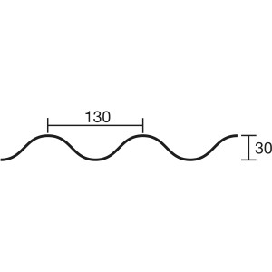 Profilansicht der klaren PVC Profilplatte P8 130/30, geeignet für Kunststoffbedachung.